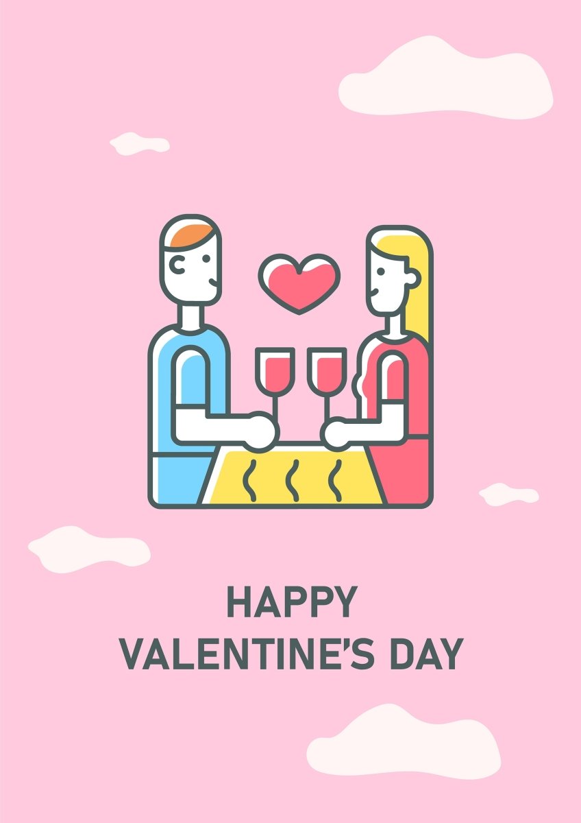 Valentines day greeting card with color icon element set