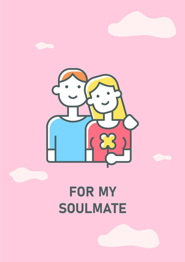 Valentines day greeting card with color icon element set