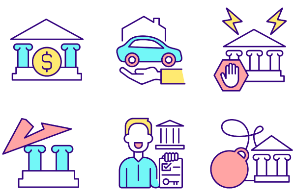 Various banking services RGB color icons set
