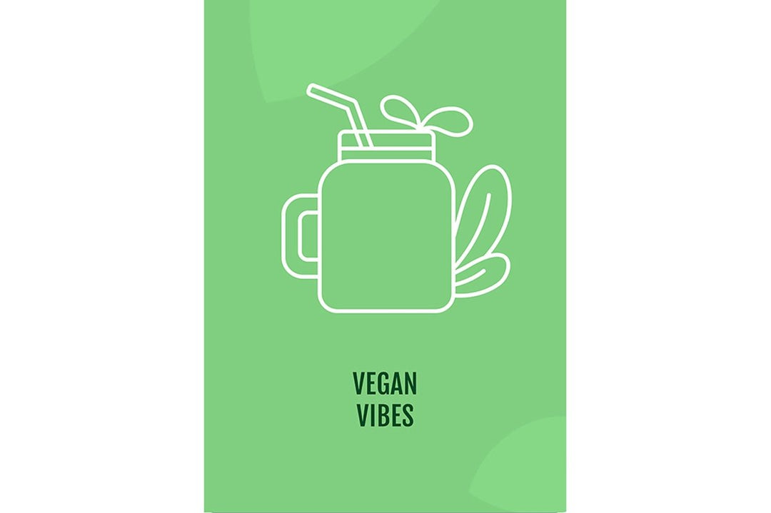 Veganism movement postcards with linear glyph icon set