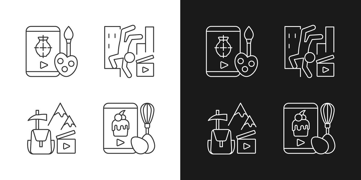 Videography linear icons set for dark and light mode
