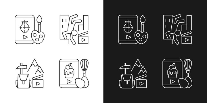 Videography linear icons set for dark and light mode