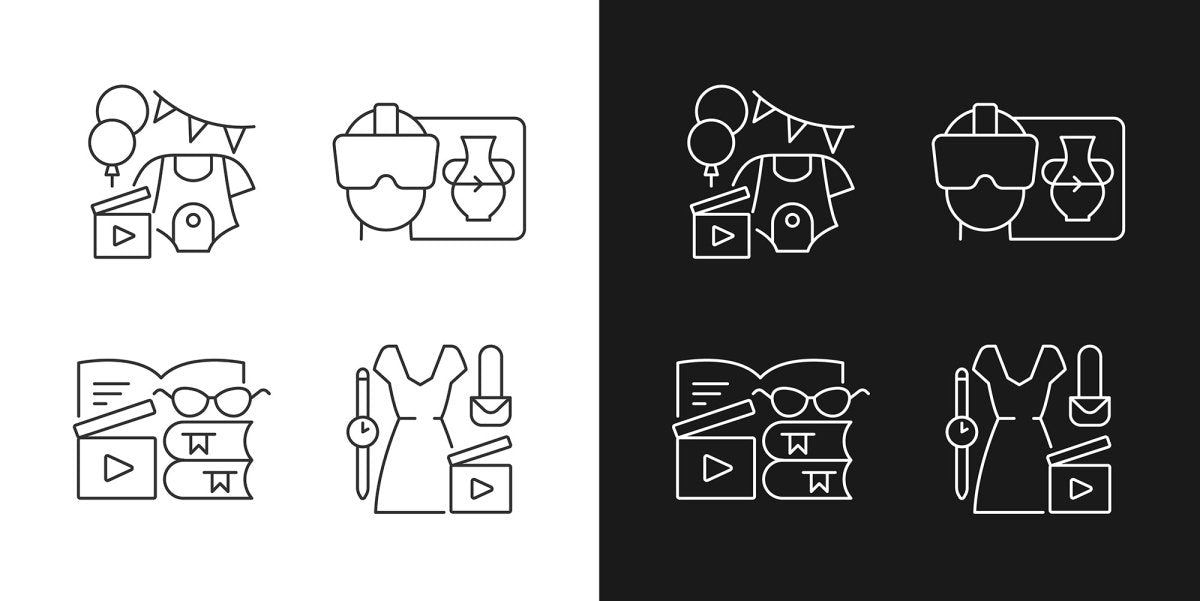 Videography linear icons set for dark and light mode