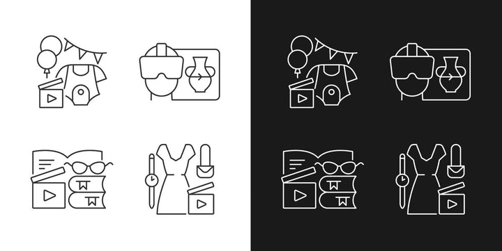 Videography linear icons set for dark and light mode