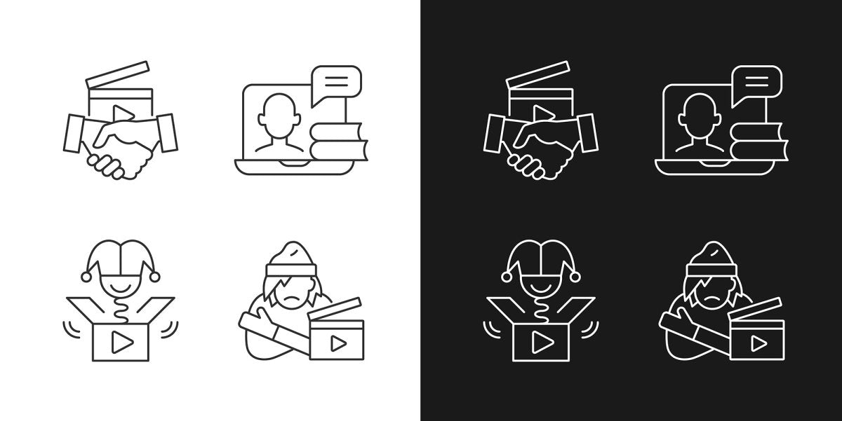 Videography linear icons set for dark and light mode