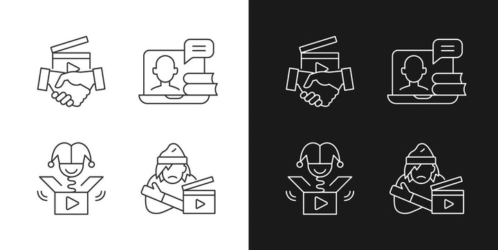 Videography linear icons set for dark and light mode