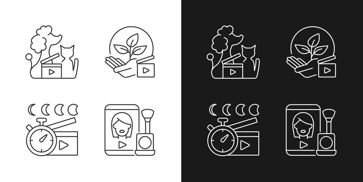 Videography linear icons set for dark and light mode