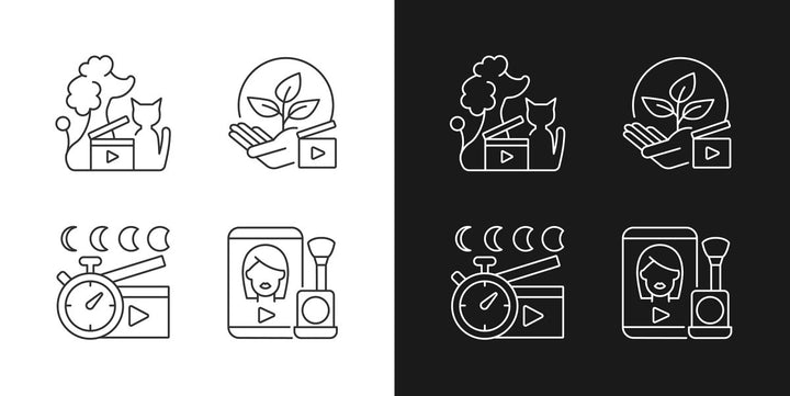 Videography linear icons set for dark and light mode
