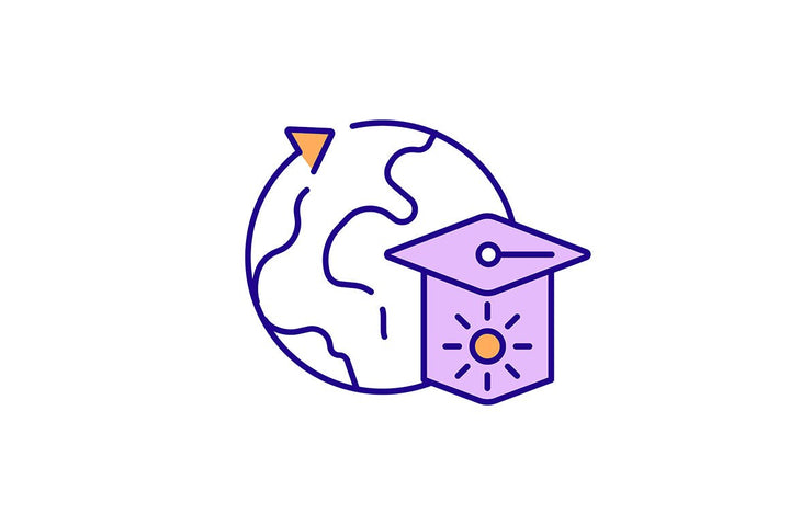 Virtual international internship RGB color icons set