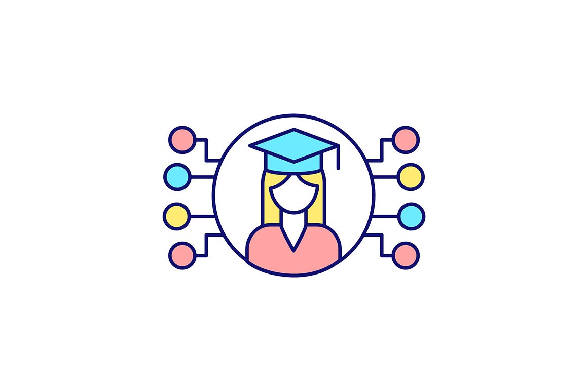 Virtual international internship RGB color icons set