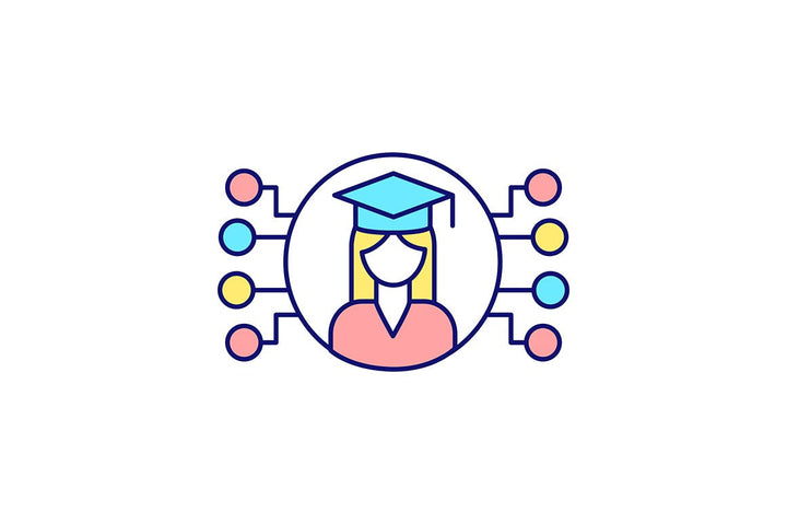 Virtual international internship RGB color icons set