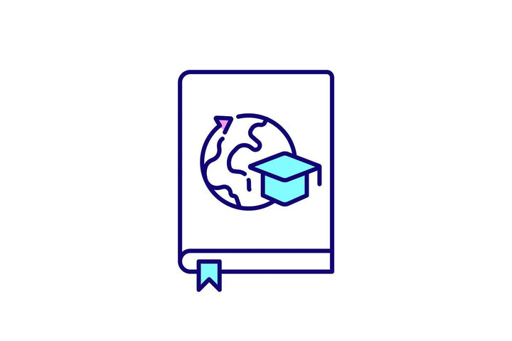 Virtual international internship RGB color icons set