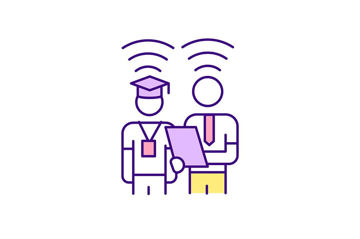 Virtual international internship RGB color icons set