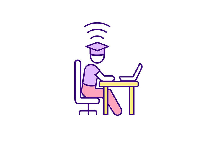 Virtual international internship RGB color icons set