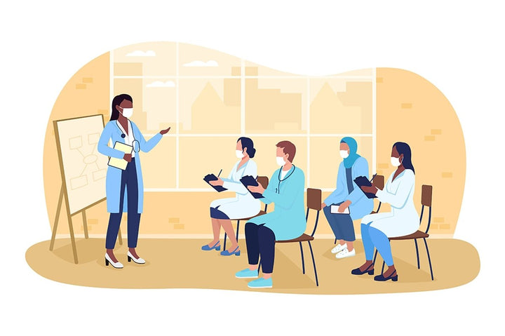 Visit doctor flat color vector illustrations