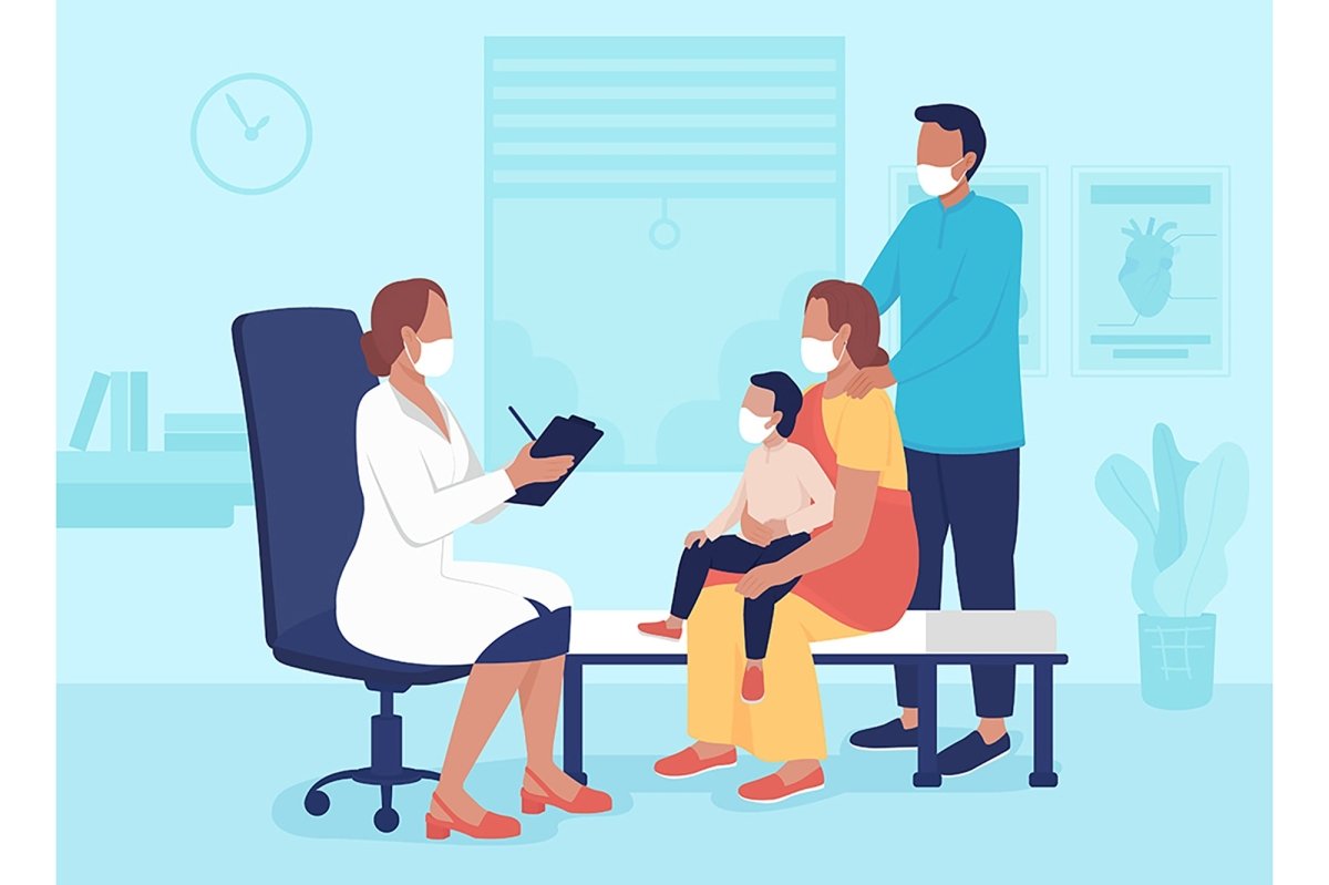 Visit doctor flat color vector illustrations