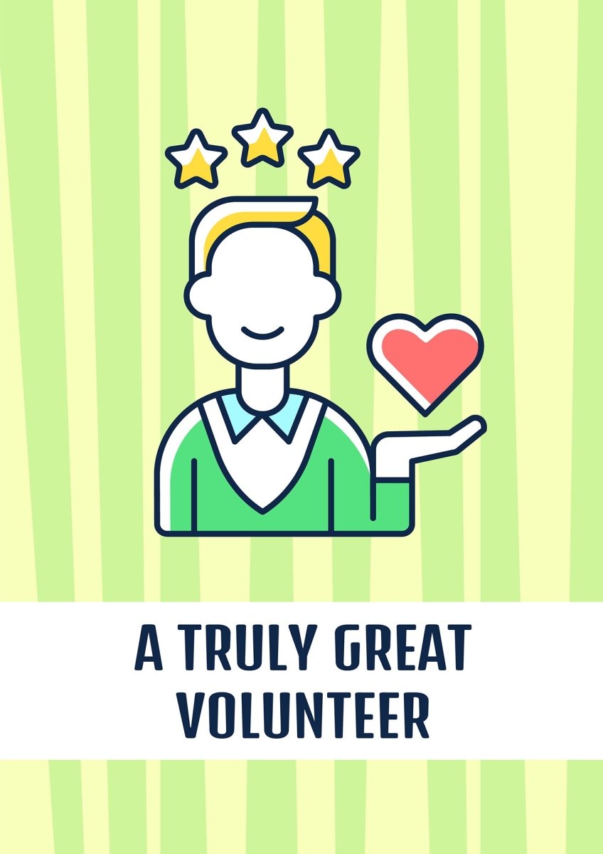 Volunteerism celebration greeting card with color icon element set
