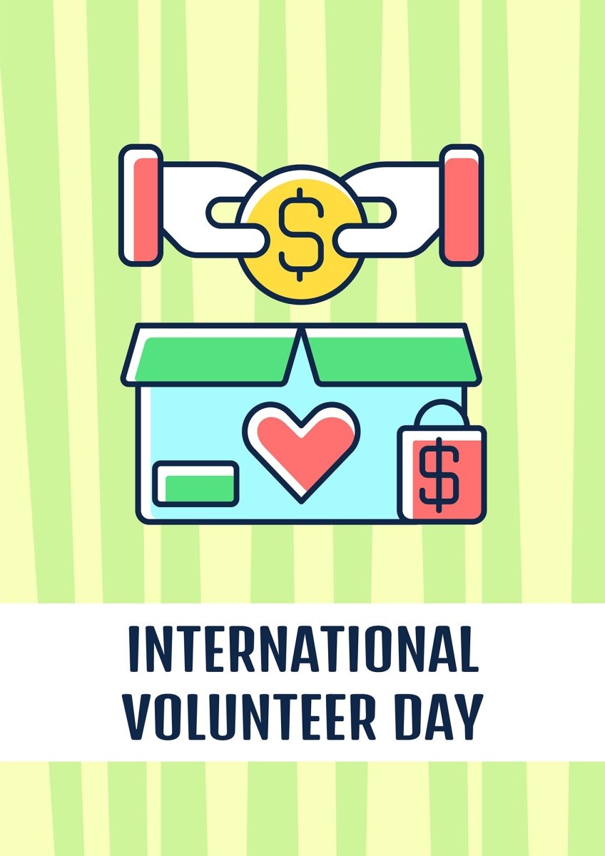 Volunteerism celebration greeting card with color icon element set