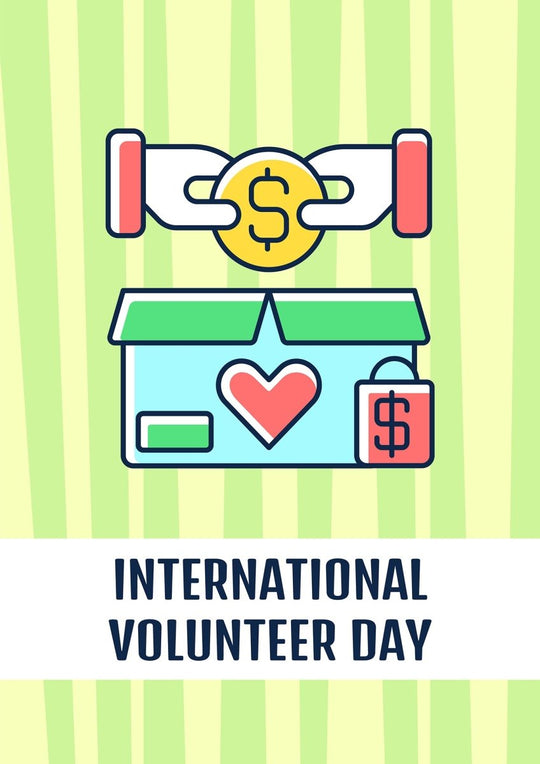 Volunteerism celebration greeting card with color icon element set
