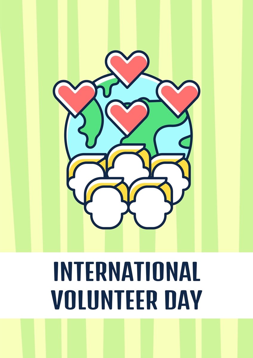 Volunteerism celebration greeting card with color icon element set