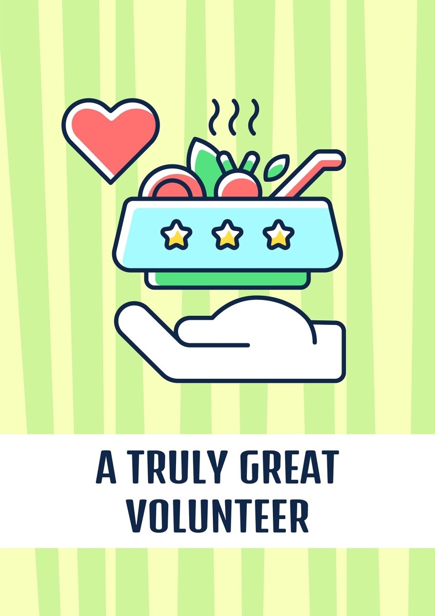 Volunteerism celebration greeting card with color icon element set