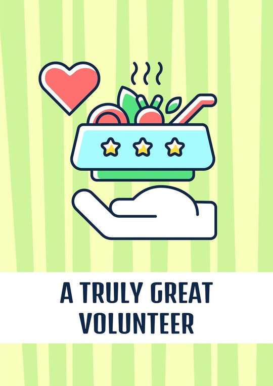 Volunteerism celebration greeting card with color icon element set