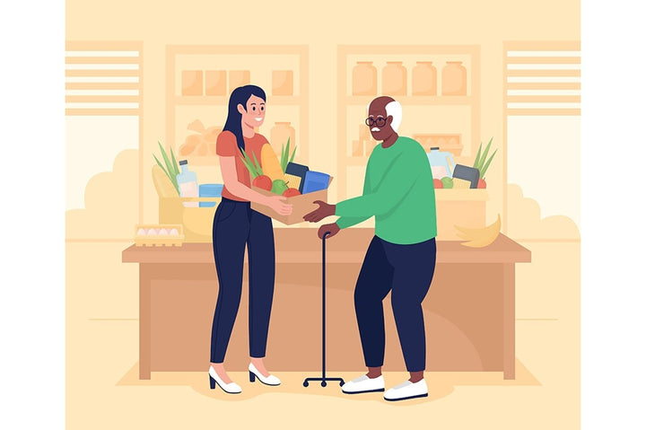 Volunteers 2D vector isolated illustration set