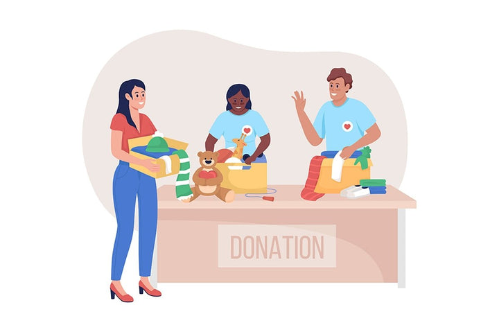 Volunteers 2D vector isolated illustration set