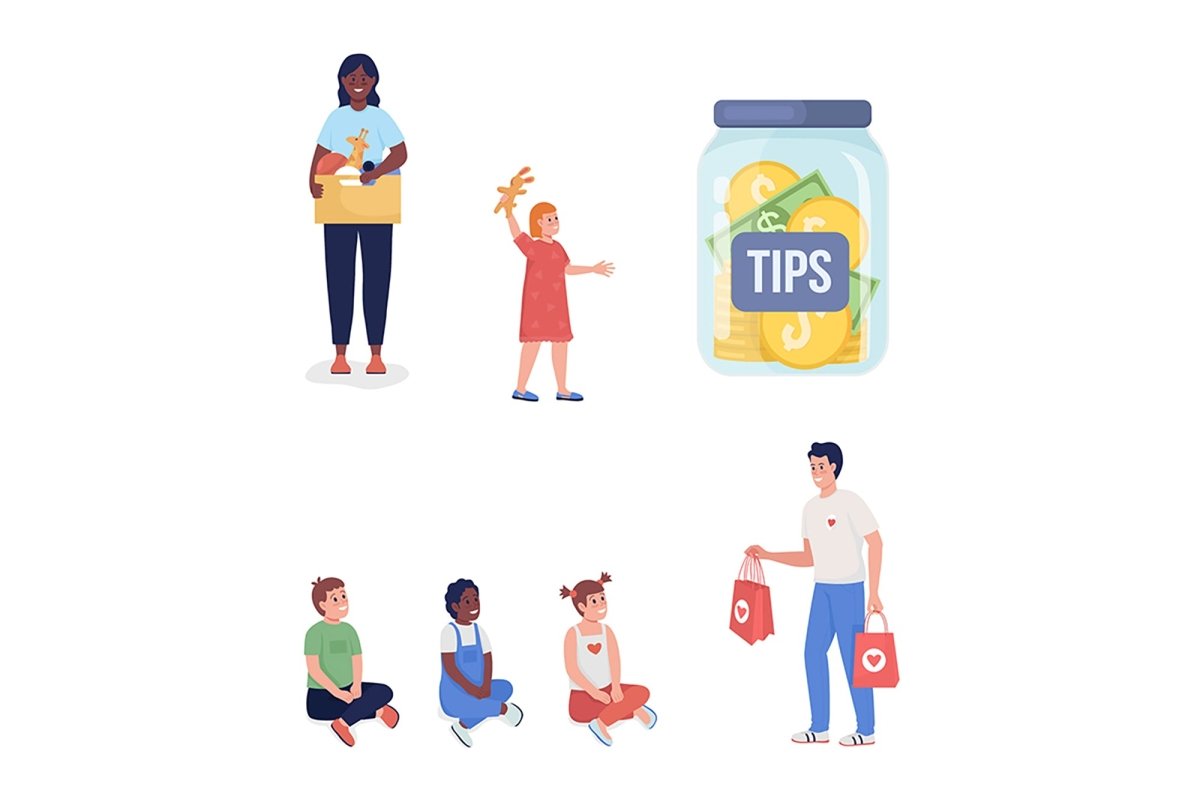 Volunteers color vector character set