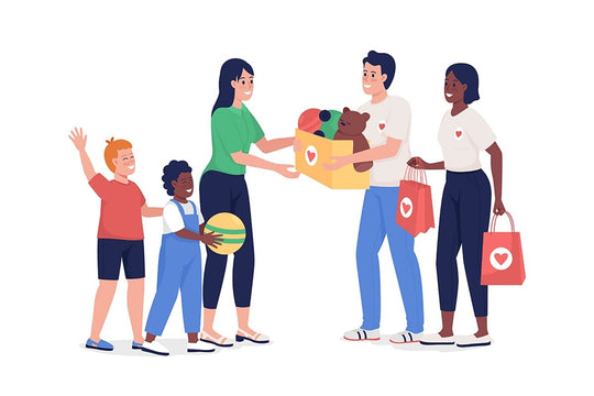 Volunteers with visitors color vector character set