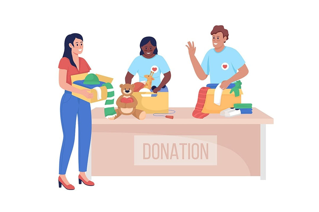 Volunteers with visitors color vector character set