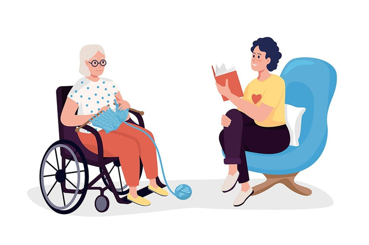 Volunteers with visitors color vector character set