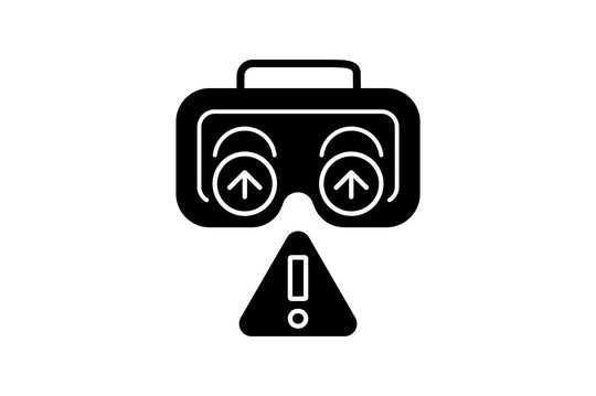 Vr headset black glyph manual label icons set on white space