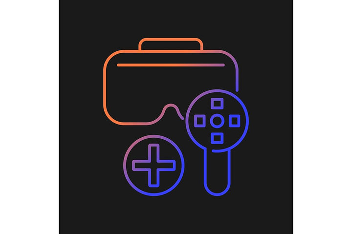 Vr headset gradient manual label icons set for dark and light mode
