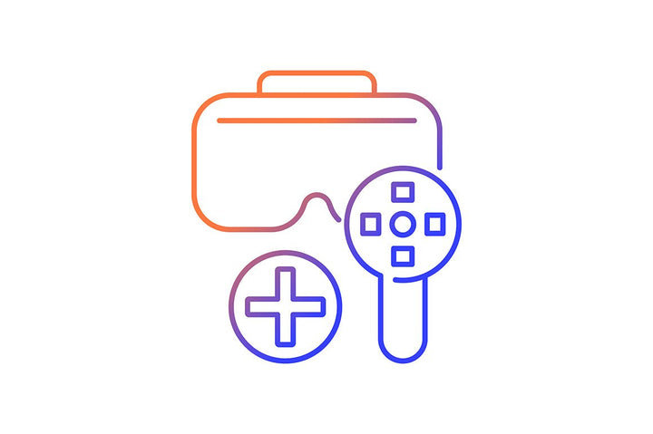 Vr headset gradient manual label icons set for dark and light mode