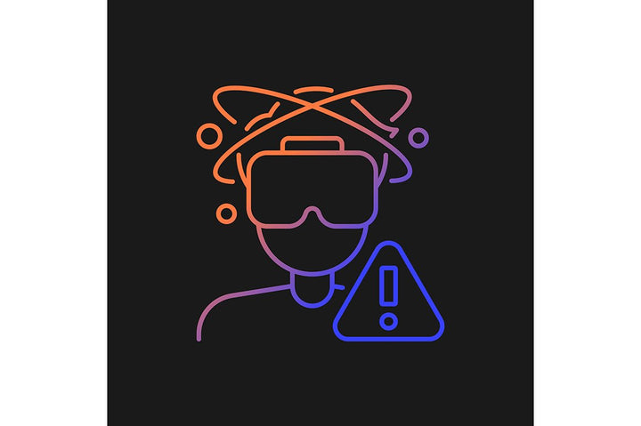 Vr headset gradient manual label icons set for dark and light mode