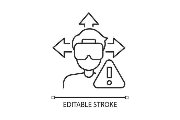 VR headset linear manual label icons set for dark and light mode