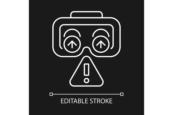 VR headset linear manual label icons set for dark and light mode
