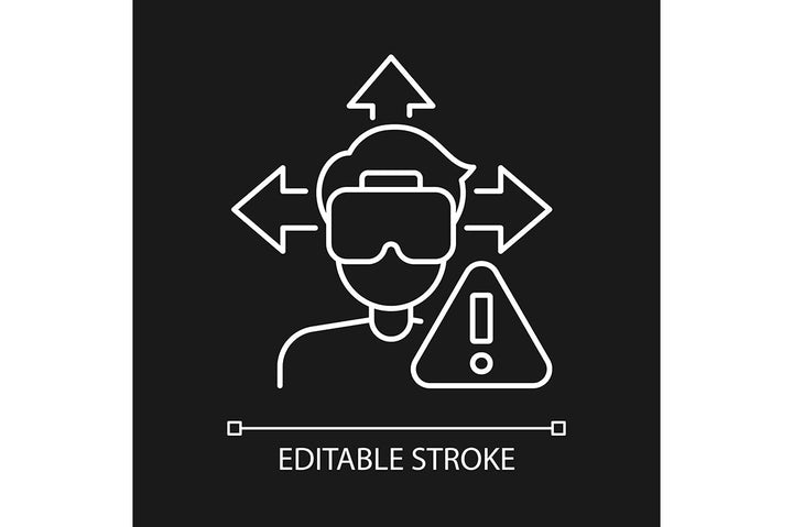 VR headset linear manual label icons set for dark and light mode