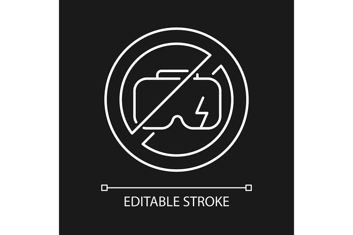 VR headset linear manual label icons set for dark and light mode
