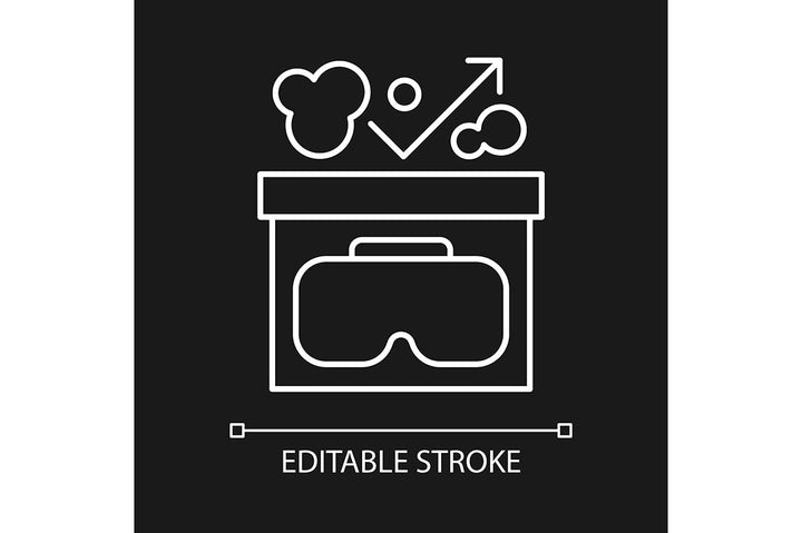 VR headset linear manual label icons set for dark and light mode