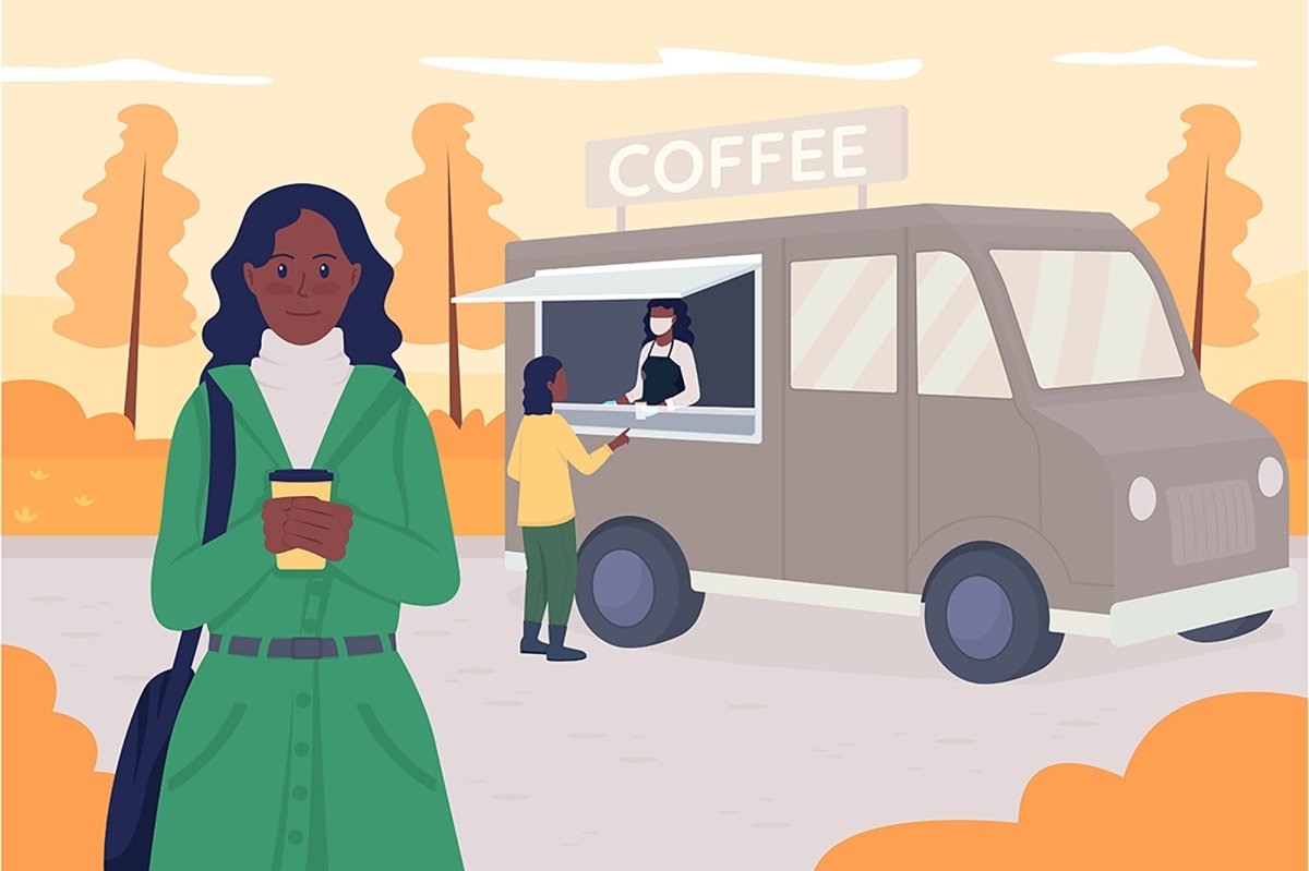 Walk in autumn flat color vector illustrations
