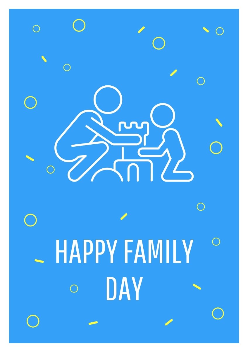 Warm wishes on family day postcard with linear glyph icon set