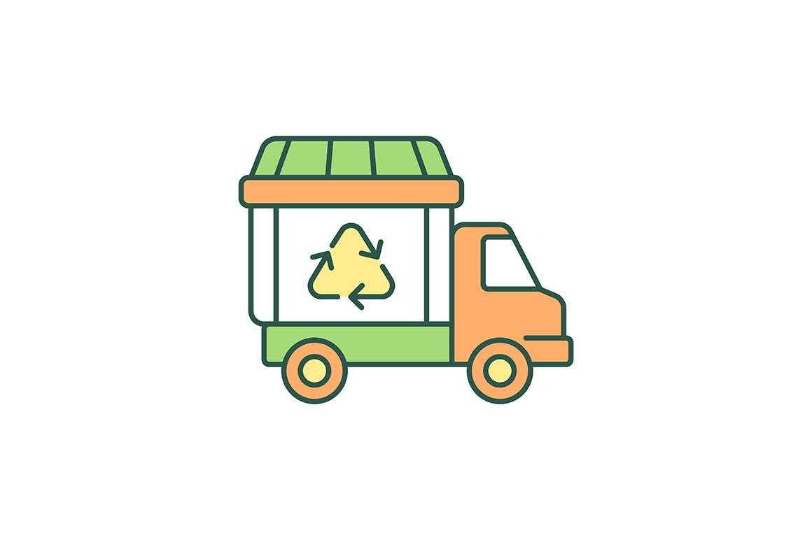 Waste management RGB color icons set