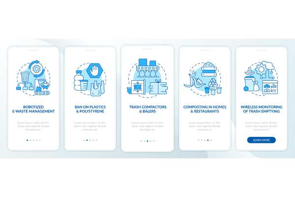 Waste Recycling Trends App Screen Bundle