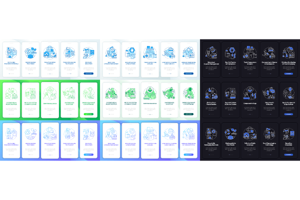 Waste Recycling Trends App Screen Bundle