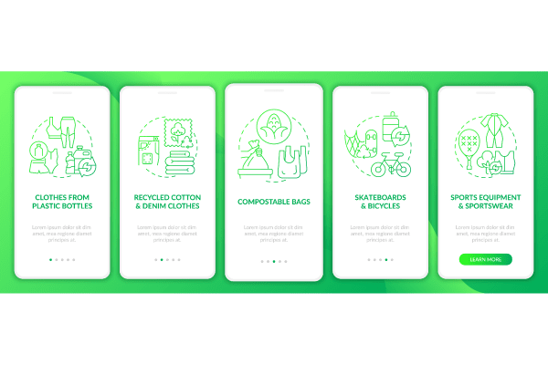 Waste Recycling Trends App Screen Bundle