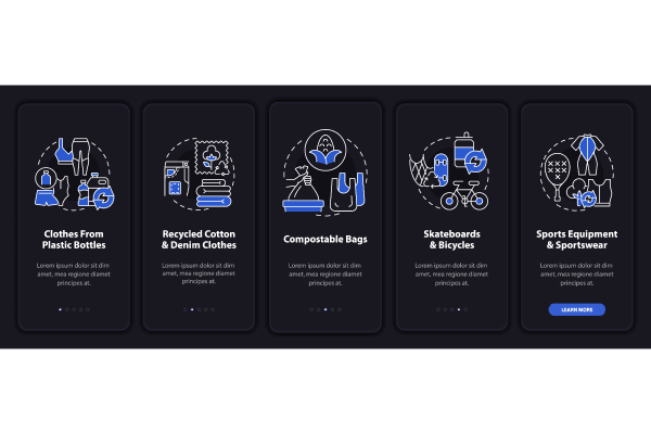 Waste Recycling Trends App Screen Bundle