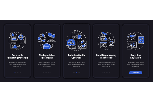 Waste Recycling Trends App Screen Bundle