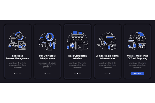 Waste Recycling Trends App Screen Bundle